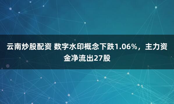 云南炒股配资 数字水印概念下跌1.06%，主力资金净流出27股
